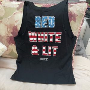 VS PINK FOURTH OF JULY CROP  TANK TOP